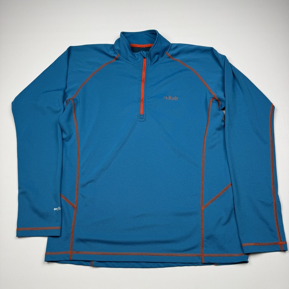Rab Pullover Mens Large Blue DryFlo 150 Zip Top Long Sleeve Hiking